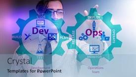  Presentation with devops - Slides with devops-software-development-it-concept background and a light blue colored foreground