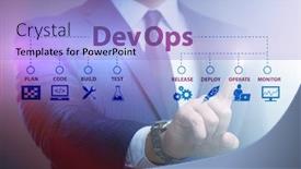  Presentation with devops - Theme having devops-software-development-it-concept background and a light blue colored foreground