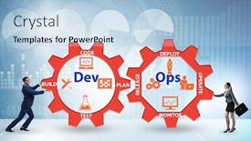  Presentation with devops - Cool new slide deck with devops-software-development-it-concept backdrop and a light blue colored foreground
