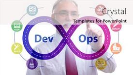  Presentation with devops - Slides having devops-software-development-it-concept background and a sky blue colored foreground