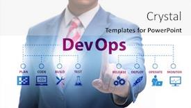  Presentation with devops - PPT theme with devops-software-development-it-concept background and a light gray colored foreground