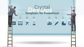  Presentation with devops - PPT theme with devops-software-development-it-concept background and a sky blue colored foreground