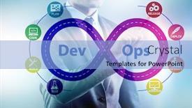  Presentation with devops - Slide deck enhanced with devops-software-development-it-concept background and a light blue colored foreground