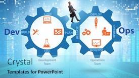  Presentation with devops - Slide set consisting of devops-software-development-it-concept background and a light blue colored foreground