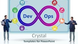  Presentation with devops - PPT theme consisting of devops-software-development-it-concept background and a cool aqua colored foreground