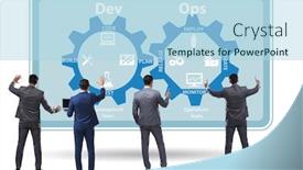  Presentation with devops - Slide deck having devops-software-development-it-concept background and a light blue colored foreground