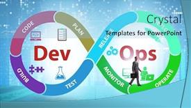  Presentation with devops - Audience pleasing slide deck consisting of devops-software-development-it-concept backdrop and a light blue colored foreground