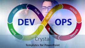  Presentation with devops - Presentation design featuring devops-software-development-it-concept background and a teal colored foreground