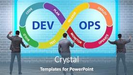 Presentation with devops - Amazing presentation design having devops-software-development-it-concept backdrop and a teal colored foreground