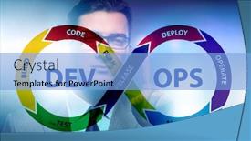  Presentation with devops - Slide deck having devops-software-development-it-concept background and a light blue colored foreground