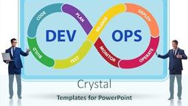  Presentation with devops - Presentation theme enhanced with devops-software-development-it-concept background and a cool aqua colored foreground