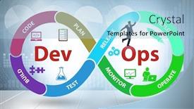 Presentation with devops - PPT theme with devops-software-development-it-concept background and a light blue colored foreground