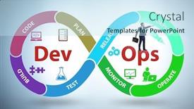  Presentation with devops - PPT theme enhanced with devops-software-development-it-concept background and a sky blue colored foreground