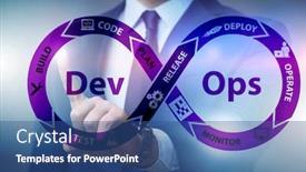  Presentation with devops - Amazing presentation theme having devops-software-development-it-concept backdrop and a ocean colored foreground