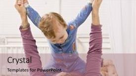  Presentation with bed - PPT theme having devoted-mother-playing-with-son background and a coral colored foreground