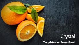  Presentation with orange and black backrgound - Colorful slide deck enhanced with dewy - fresh orange fruit placed backdrop and a dark gray colored foreground