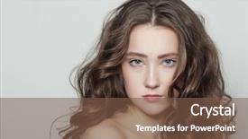  Presentation with beautiful skin - PPT theme enhanced with dewy - portrait of young beautiful girl background and a tawny brown colored foreground