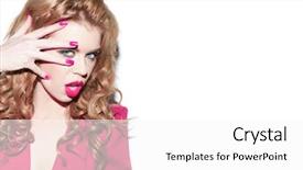  Presentation with pink white - Presentation theme consisting of dewy - young beautiful blond girl background and a white colored foreground