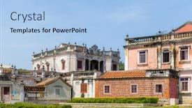  Presentation with taiwan - Theme consisting of deyue-tower-in-kimen background and a light blue colored foreground