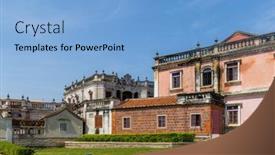  Presentation with taiwan - Slide deck with deyue-tower-in-kimen background and a light blue colored foreground