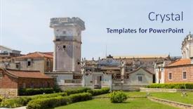  Presentation with taiwan - Theme consisting of deyue-tower-in-kinmen background and a sky blue colored foreground