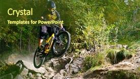  Presentation with mountain bike - Amazing PPT theme having dh cyclist riding the mountain backdrop and a tawny brown colored foreground