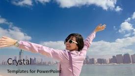  Presentation with abu dhabi - Colorful slide set enhanced with tourism visitor centre - beautiful young woman tourist backdrop and a seafoam green colored foreground