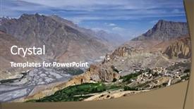  Presentation with monastery - Presentation theme having dhankar monastery in himalayas mountain background and a gray colored foreground