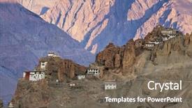  Presentation with monastery - PPT layouts having dhankar monastery in himalayas mountain background and a violet colored foreground