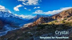  Presentation with himachal pradesh - Presentation theme having dhankar-monastry-perched background and a tawny brown colored foreground