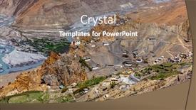  Presentation with village india - Amazing PPT theme having dhankar-monastry-perched backdrop and a coral colored foreground