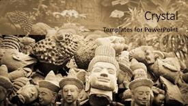  Presentation with torn paper collection of old - Audience pleasing presentation design consisting of dharma - collection of old buddha heads backdrop and a  colored foreground