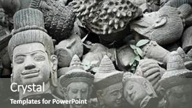  Presentation with heads - Cool new slide set with dharma - collection of old buddha heads backdrop and a  colored foreground