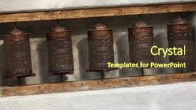  Presentation with buddhism - Presentation design enhanced with dharma - tibetan prayer wheels used background and a tawny brown colored foreground