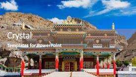  Presentation with himachal pradesh - Beautiful slides featuring dharmachakra - buddhist monastery in kaza spiti backdrop and a coral colored foreground