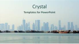  Presentation with panoramic - PPT layouts consisting of dhow harbour in doha qatar background and a  colored foreground