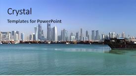  Presentation with old west - PPT theme enhanced with dhow harbour in doha qatar background and a light blue colored foreground