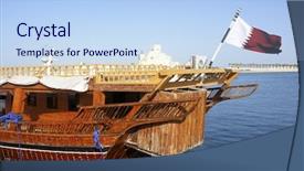  Presentation with qatar flag - Amazing slides having dhow in doha qatar backdrop and a light blue colored foreground