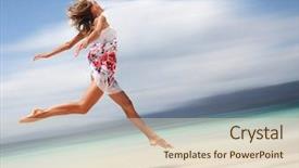  Presentation with young athletes box jumping - Theme with dia de la mujer - young woman in summer dress background and a lemonade colored foreground