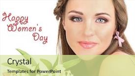  Presentation with white flowers - PPT theme with dia de la mujer - young woman with beautiful hairstyle background and a soft green colored foreground