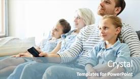  Presentation with foster family - PPT theme enhanced with young family of parents background and a light blue colored foreground