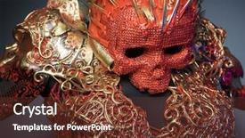  Presentation with gold red - Beautiful PPT theme featuring dia de los muertos flowers - halloween bright red skull handmade backdrop and a tawny brown colored foreground