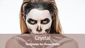  Presentation with makeup brushes and make up - Slides with dia de los muertos flowers - portrait of woman with terrifying background and a coral colored foreground