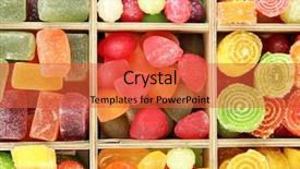  Presentation with multicolor - Cool new theme with diabetes children - multicolor candies in wooden box backdrop and a red colored foreground
