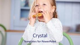  Presentation with young children - Presentation theme consisting of diabetes children - young girl sitting at table background and a sky blue colored foreground