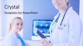  Presentation with capsules pills pill doctor prescription - Slides consisting of diabetes drugs - shot of doctor holding pills background and a light blue colored foreground