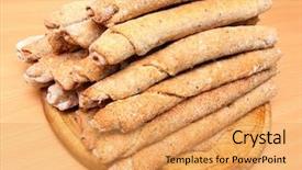  Presentation with diabetic diet - Cool new slide deck with plant seeds greatness - cereal rolls on a wooden backdrop and a yellow colored foreground