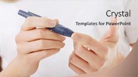  Presentation with diabetes mellitus - Theme featuring diabetes mellitus - checking the glucose level background and a white colored foreground