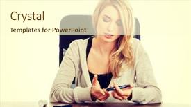  Presentation with diabetes mellitus - Audience pleasing presentation design consisting of diabetes mellitus - checking the glucose level backdrop and a cream colored foreground