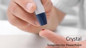 Presentation with mellitus - Audience pleasing PPT layouts consisting of diabetes mellitus - man taking blood sample backdrop and a coral colored foreground